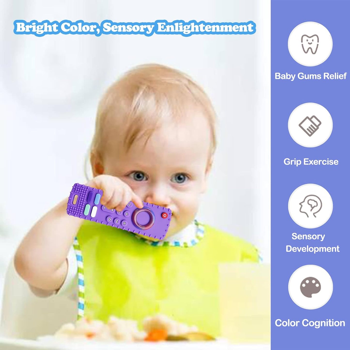 ROBBEAR Baby Teething Toys - Food Grade Silicone Teethers in Fire TV Remote Shape | BPA Free, Black