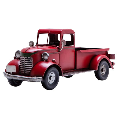 12'' Iron Red Classic Truck Figurine - Desk Decor, Wine Holder & Christmas Centerpiece (Variation: Red+12'')