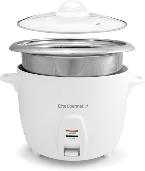 Elite Gourmet Electric Rice Cooker - 20 Cups Cooked Capacity | Stainless Steel Inner Pot & Keep Warm Feature