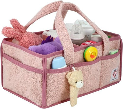 Diaper Caddy Organizer by [Brand Name] - Portable Nursery Storage Basket for Wipes, Diapers & Toys - Large Felt Bin