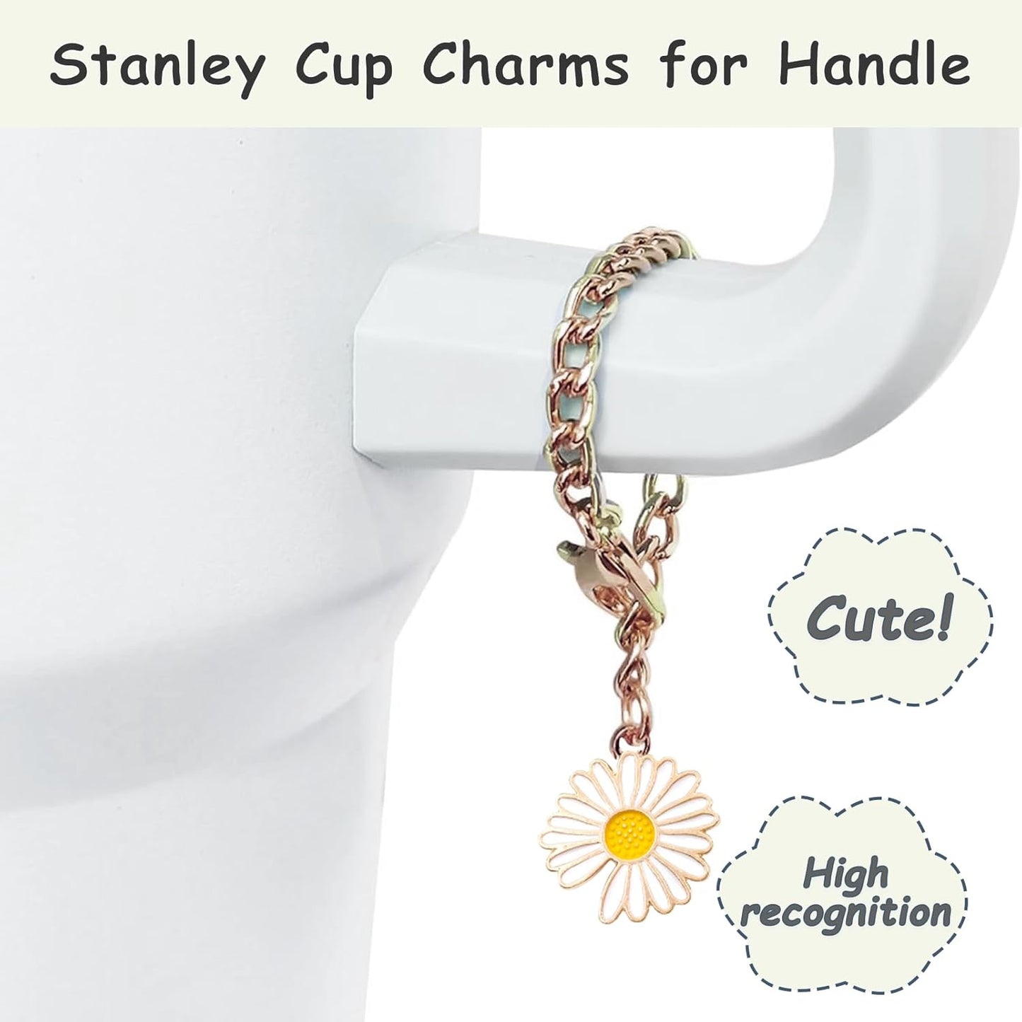 Stanley - Cup Accessories Set with Straw Cover, Spill-Proof Stopper & Flower Handle Charm - Cream