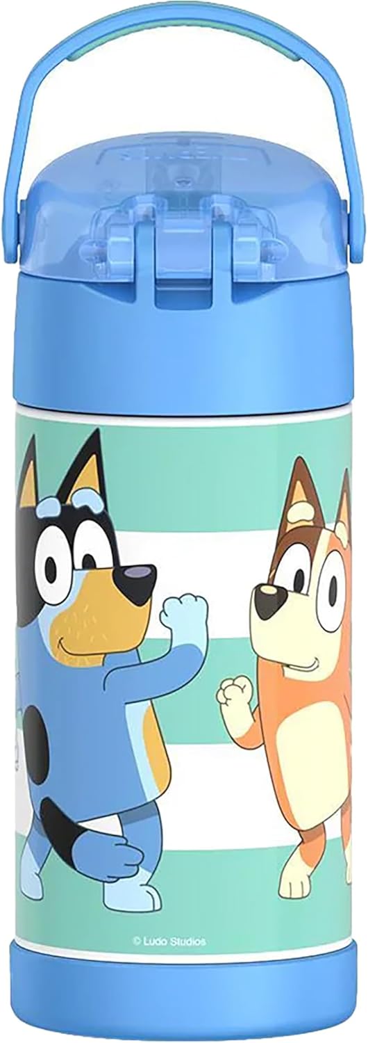 THERMOS FUNTAINER Water Bottle - 12 Ounce Kids Stainless Steel Vacuum Insulated - Bluey Design