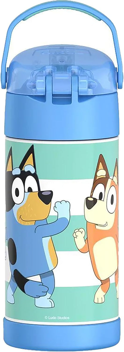 THERMOS FUNTAINER Water Bottle - 12 Ounce Kids Stainless Steel Vacuum Insulated - Bluey Design