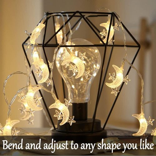 Fielegen 40 LED Moon String Lights - Battery Operated 20ft Fairy Lights for Patio & Wedding Decor