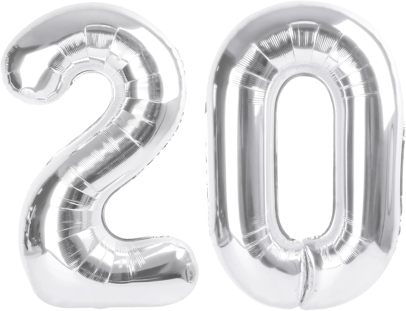 Number 20 Balloon - Silver 40 Inch Foil Balloon for Happy 20th Birthday & Special Events