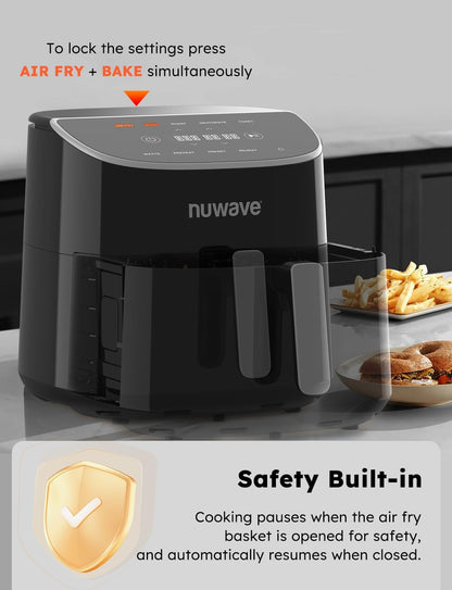 Nuwave Brio Plus 8 Qt Air Fryer - PFAS Free, Digital Touch Screen, 100 Presets & 5 Cook Functions