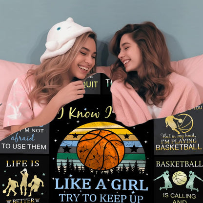 Norkobay Basketball Blanket Basketball Gifts for Boys Girls Teens,Cool Basketball Stuff Accessories,Best Basketball Coach Team Gifts for Basketball Lover Basketball Players 60"x50"