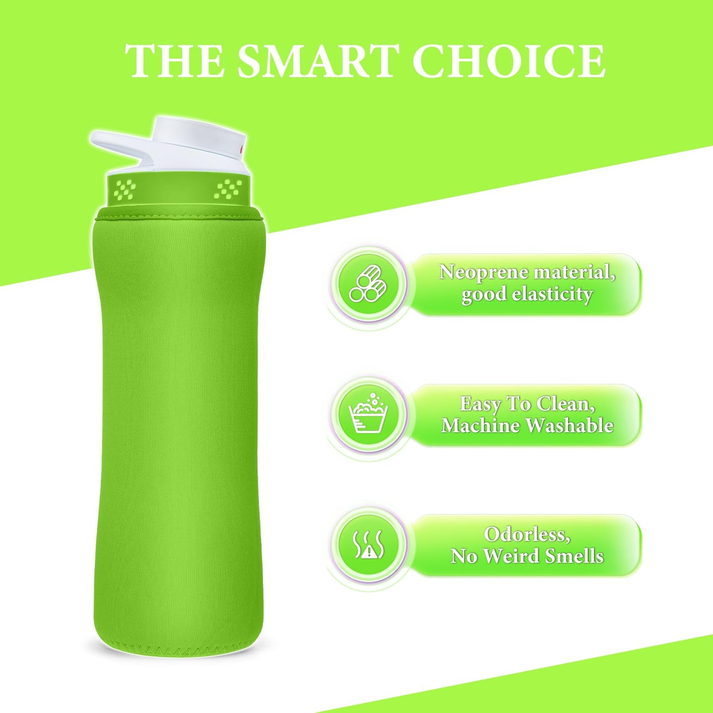 Water Bottle Sleeve Compatible with Cir-kul Water Bottle - 2 Pcs Sleeve Compatible with Cir-kul Plastic 22oz & Stainless Steel Bottle - Insulated Cover for Retaining Temperature,（Bright green-2p-22oz）