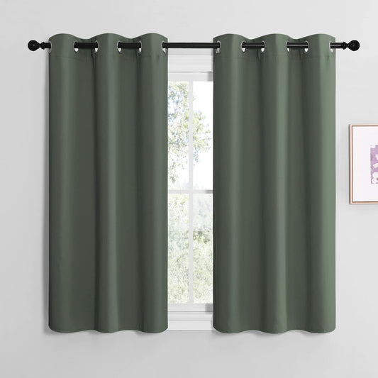 NICETOWN Blackout Curtain Panels - Thermal Insulated Solid Grommet Drapes | Dark Mallard, 42x50-Inch (1 Pair)