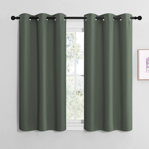 NICETOWN Blackout Curtain Panels, Home Decoration Thermal Insulated Solid Grommet Blackout Drape for Dining Room (Dark Mallard, 1 Pair, 42 by 48-Inch)