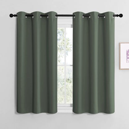 NICETOWN Blackout Curtain Panels, Home Decoration Thermal Insulated Solid Grommet Blackout Drape for Dining Room (Dark Mallard, 1 Pair, 42 by 48-Inch)