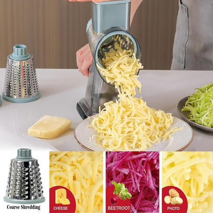 Rotary Cheese Grater - Multi-Purpose Stainless Steel Shredder With Handle for Effortless Grating (Blue)