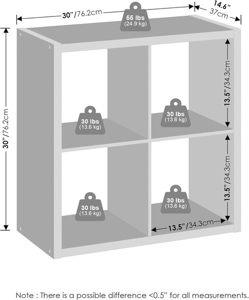 Furinno 4-Cube Closet Organizer - Extra Thick Frame for Stylish Storage | White