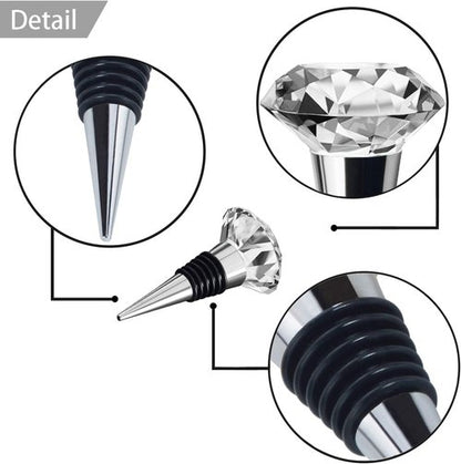 JETKONG 3 Pcs Wine Stoppers Crystal Wine and Beverage Bottle Stopper Diamond Decorative Wine Bottle Stopper (Crystal)