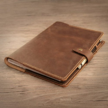 Distressed Leather Composition Notebook Cover; Gift For Student, Writer, Brown, 307C - Distressed Brown