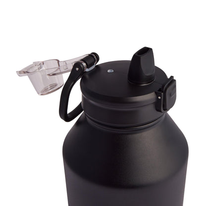 Manna Push Stainless Steel Bottle with Push-open Locking Lid and Sipping Spout - 64 Oz - Onyx Powder