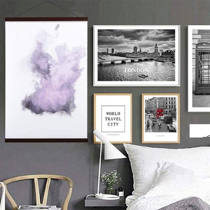 Benjia Magnetic Wooden Poster Frame - Light Wood Hanger for Photos & Art Prints | 25" Walnut Finish
