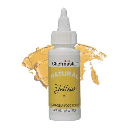 Chefmaster Plant-Based Natural Liqua-Gel Food Coloring - No Artificial Dyes, Yellow, 1.87 oz | Ideal for Icing & Fondant