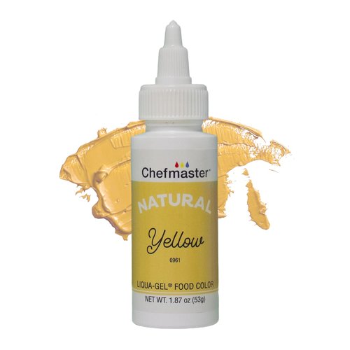 Chefmaster Plant-Based Natural Liqua-Gel Food Coloring - No Artificial Dyes, Yellow, 1.87 oz | Ideal for Icing & Fondant