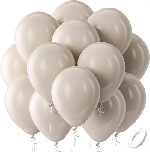 Bezente Cream Balloons - 100 Pack 12-Inch Round Latex Balloons in Beige & Ivory for Boho Weddings & Parties
