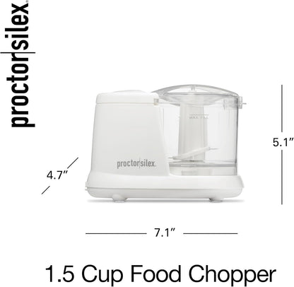 Proctor Silex Electric Vegetable Chopper - Durable Mini Food Processor, 1.5 Cup, White