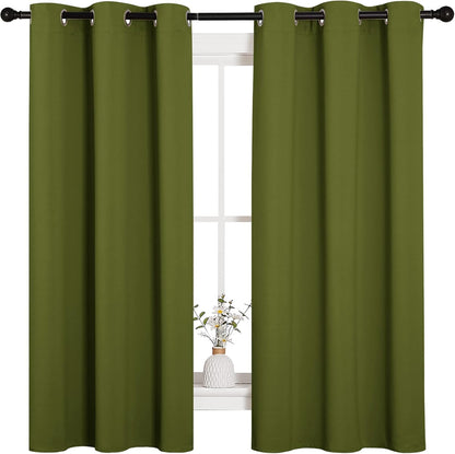 NICETOWN Blackout Curtains - Thermal Insulated Grommet Drapes for Living Room | Olive Green, 42x63 Inches