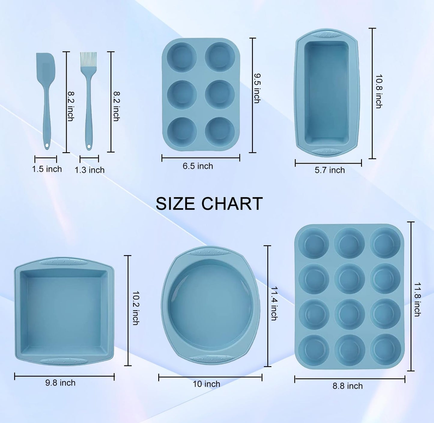 Skiennix 7-in-1 Silicone Bakeware Set - BPA-Free Kitchen Molds for Cakes, Muffins & Pies
