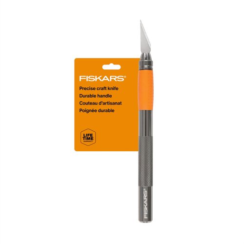 Fiskars SoftGrip Detail Craft Knife - 8" Exacto Knife for Crafting - Multi-Use Exacto Blade Included with Protective Cover