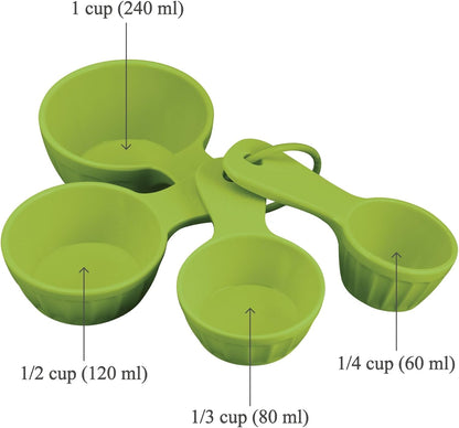UPware 4-Piece Melamine Measuring Cups Set - Multi-Purpose Liquid & Dry Kitchen Tools | Latte Green