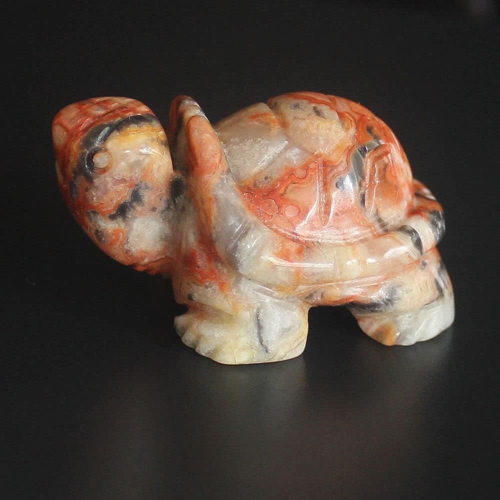 Skiennix 1.5'' Hand-Carved Gemstone Crystal Quartz Turtle Figurine | Unique Home Decor Accent