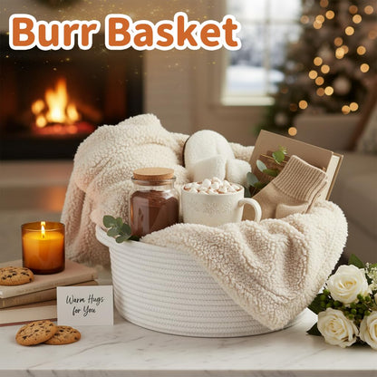 Pro Goleem Small Woven Easter Basket - Durable Gift Basket with Ribbons & Handles | 12" x 8" x 5" White