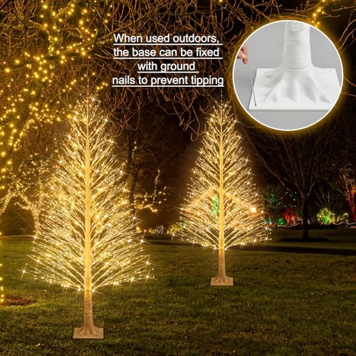 Rossesay 6ft LED Birch Tree with Warm White Lights - Outdoor Christmas Decoration, 8 Lighting Modes, Waterproof, Easy Installation (Variation: 1 / 6ft-1100led)