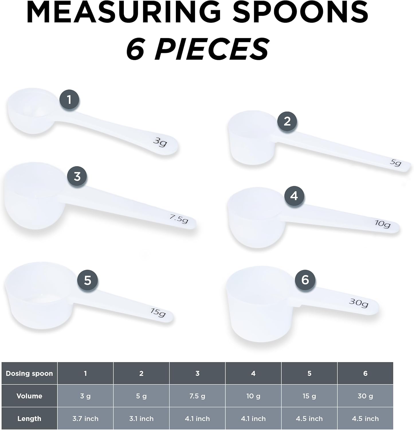 Skiennix Measuring Spoons Set - 6-Piece Exact Dosing Kitchen Tools for Powders & Liquids
