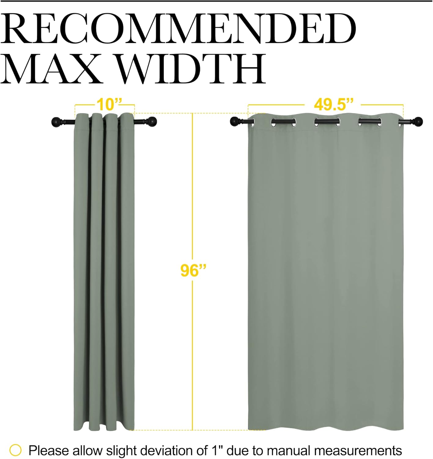 NICETOWN Greyish Green Blackout Curtains - 96" Long | Sound Reducing & Energy Efficient | 55" Wide, 2 Panels