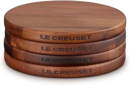 Le Creuset Enameled Cast Iron Petite Magnetic Wooden Trivet Set of 4 | 5.5-Inch Size