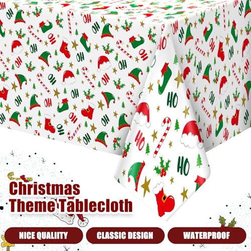 Christmas Tablecloths 3 Pack Disposable Elf Design 108x54 Inches - Holiday Party Decor