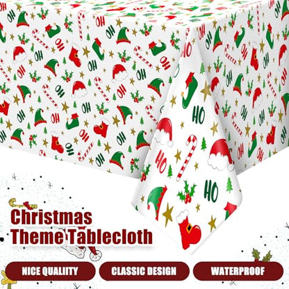 Christmas Tablecloths 3 Pack Disposable Elf Design 108x54 Inches - Holiday Party Decor
