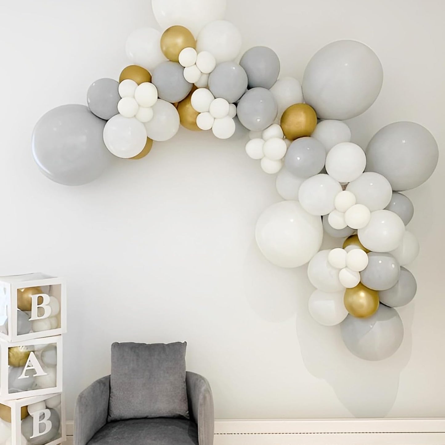 Voircoloria Gray Balloon Garland Arch Kit - 90 Pack in Pastel Grey | 18/12/10/5 Inch for Weddings, Graduations & More
