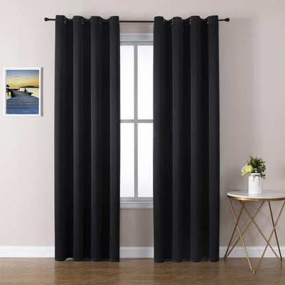 ChrisDowa Blackout Curtains - 90-Inch Thermal Insulated Grommet Panels Set for Living Room | Black