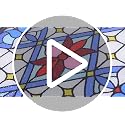 Blue Floral Stained Glass Window Panel - 25 x 18 Inches Home Decor