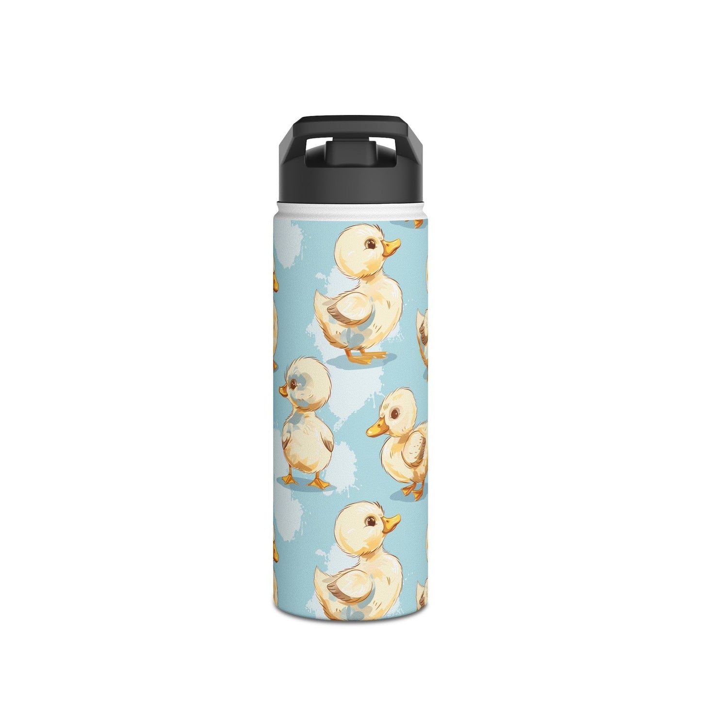 Insulated Water Bottle Thermos, 18oz, Cute Baby Ducklings - Double Walled Stainless Steel, Keeps Drinks Hot or Cold