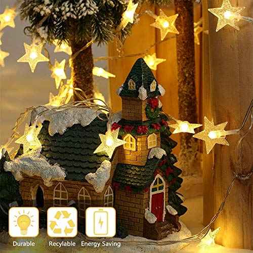 IRIDESCENT Star String Lights, 16ft/5m 50 LED Plug in String Lights Warm White Fairy Lights for Christmas/Wedding/Party Indoor and Outdoor Decoration