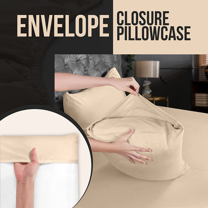 Utopia Bedding Queen Pillow Cases - 12 Pack - Envelope Closure - Soft Brushed Microfiber Fabric - Shrinkage and Fade Resistant Pillow Covers Queen Size 20 X 30 Inches (Queen, Beige)