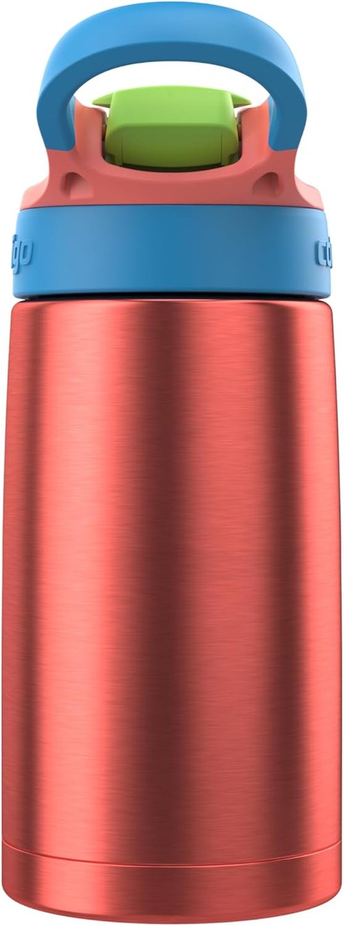 Contigo AUTOSPOUT Water Bottle - 13 Oz Leak-Proof Design | Coral Blue & Poppy Color