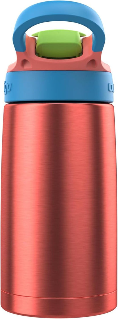 Contigo AUTOSPOUT Water Bottle - 13 Oz Leak-Proof Design | Coral Blue & Poppy Color