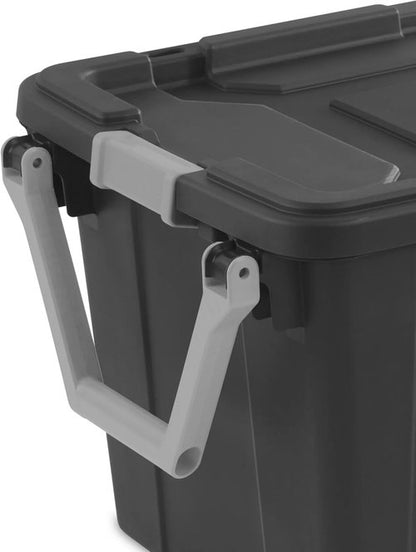 Heavy-Duty Industrial Storage Tote - 40 Gallon with Wheels, Locking Lid & Pull Handle | Dark Gray