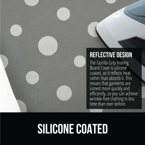 GORILLA GRIP Ironing Board Cover & Pad - Silicone Coating, 400°F Scorch Resistant, 15x54" Dots