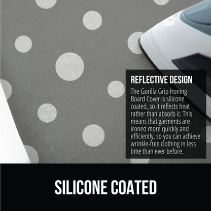 GORILLA GRIP Ironing Board Cover & Pad - Silicone Coating, 400°F Scorch Resistant, 15x54" Dots