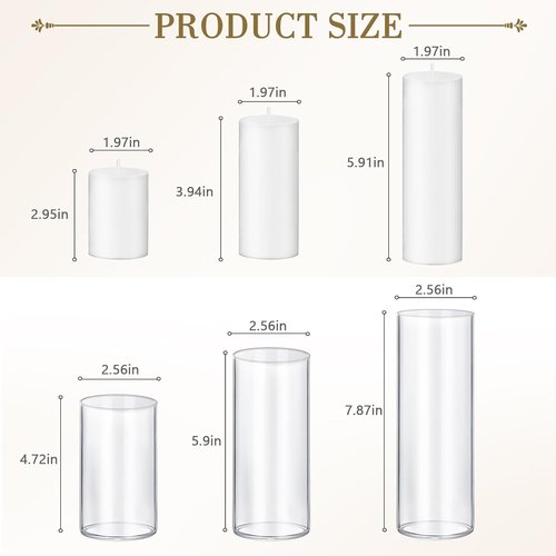 Homjoy 36 PCS White Pillar Candles - Elegant Glass Holders for Weddings & Home Decor | 18 Candles + 18 Holders