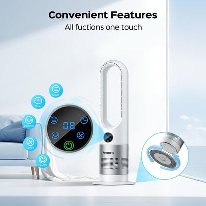 Bladeless Fan - 26" Tower Fan with Remote Control, 8 Speeds & 90° Oscillation | Quiet & Easy to Clean